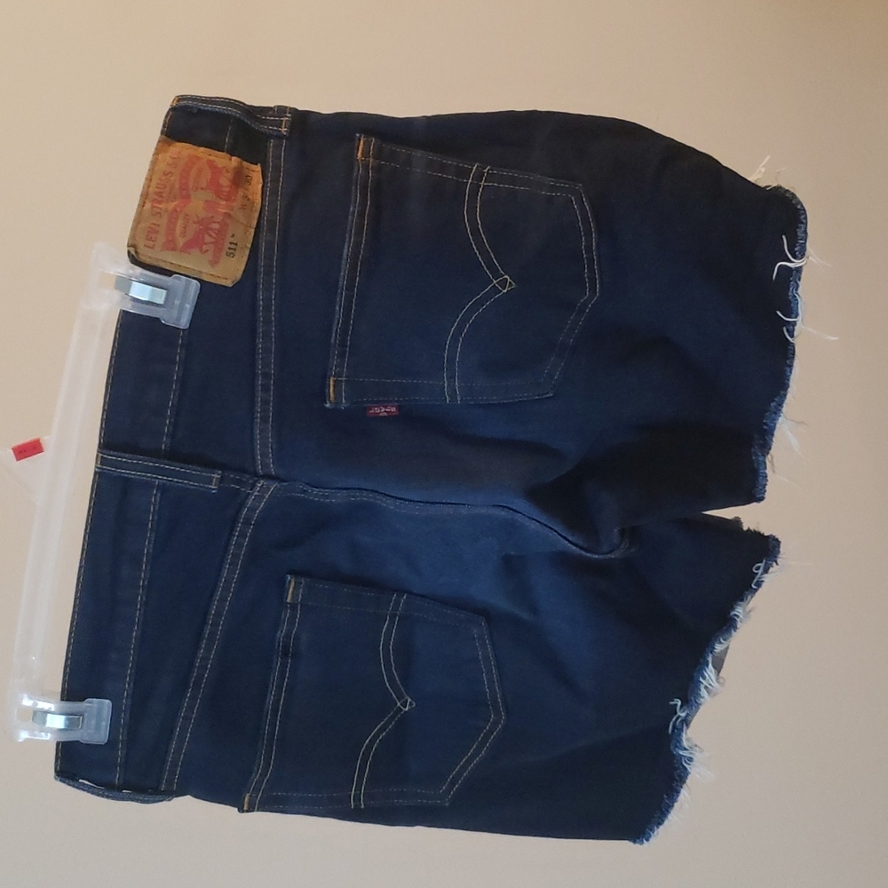 VINTAGE  DENIM 511 LEVI CUT OFF SHORTS TAG  ORIGINAL W 34 L 30 DARK WASH